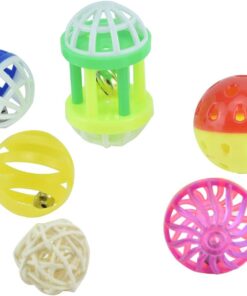 GUANLANT 6pcs Foraging Ball Bird Toys Conures Feeder Toys Parakeets Foot Talon Toy Cockatiel Chewing Training Rattle Bell Balls Parrot Cage Toys for Budgie Lovebirds Playgym Birdcage