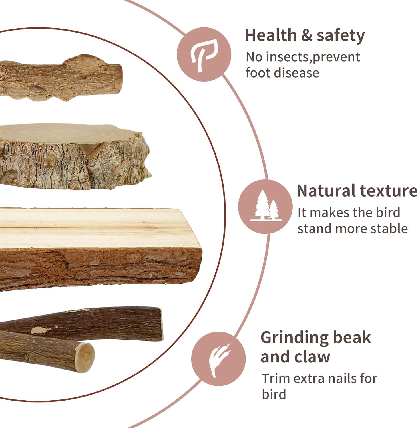 HPAWHOMEPART Bird Perches, 6pcs Natural Wood Birds Stand Branch, Bird Perch Chewing Stick Cage Accessories Parrot Climbing Standing Branches Paw Grinding Fork Sets for Parakeet Lovebirds Cockatiels - Image 4