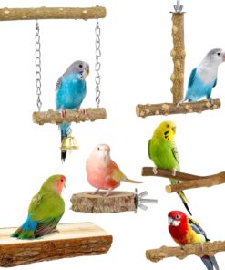 HPAWHOMEPART Bird Perches, 6pcs Natural Wood Birds Stand Branch, Bird Perch Chewing Stick Cage Accessories Parrot Climbing Standing Branches Paw Grinding Fork Sets for Parakeet Lovebirds Cockatiels