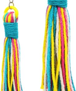 Sweet Feet and Beak Platinum Tweeter Weave Bird Toys - Perfect Cage Toy for Playing & Preening - Colorful, Safe, Cotton Rope - Birds Cage Playground Accessories & Supplies - Parrot Toys (Large)