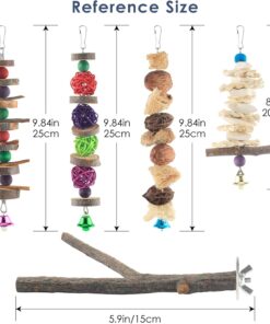 Alternative view of Bissap Bird Chew Toys, 5 Packs Parakeet Natural Wood Toys Parrot Hanging Cage Toy Bird Perch Stand for Small Bird Conure Cockatiel Parrotlet Lovebird Budgie