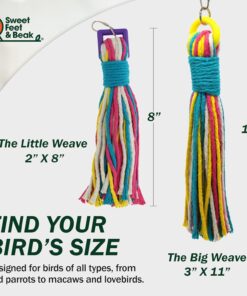 Alternative view of Sweet Feet and Beak Platinum Tweeter Weave Bird Toys - Perfect Cage Toy for Playing & Preening - Colorful, Safe, Cotton Rope - Birds Cage Playground Accessories & Supplies - Parrot Toys (Large)