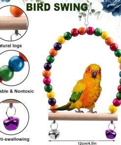 Alternative view of Bird Toys for Parakeets 7Pcs, Wood Parrots Budgie Cage Accessories, Bird Perch Swings for Small Conure Cockatiel Toys, Bird Ladder Swing for Parakeets Climbing 18''