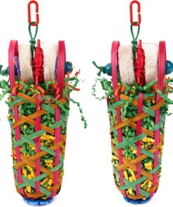 Kyouki Parakeets Toys, 2 PCS Bird Chewing Toys u2013 Perfect for Cockatoos, Conures, Love Birds, Small & Medium Parrots, Fun Foraging & Tearing Bird Cage Accessories (Seeking Food Basket)