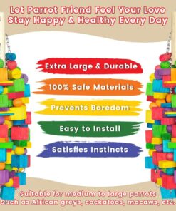 Alternative view of Extra Large Bird Toys for Macaws, Cockatoos - 21.6'' Heavy Duty Natural Parrot Toys for Chewing Foraging with SS Chain & Edible Colors for Medium to Large Parrots, African Grey, Cockatiel, Parakeet