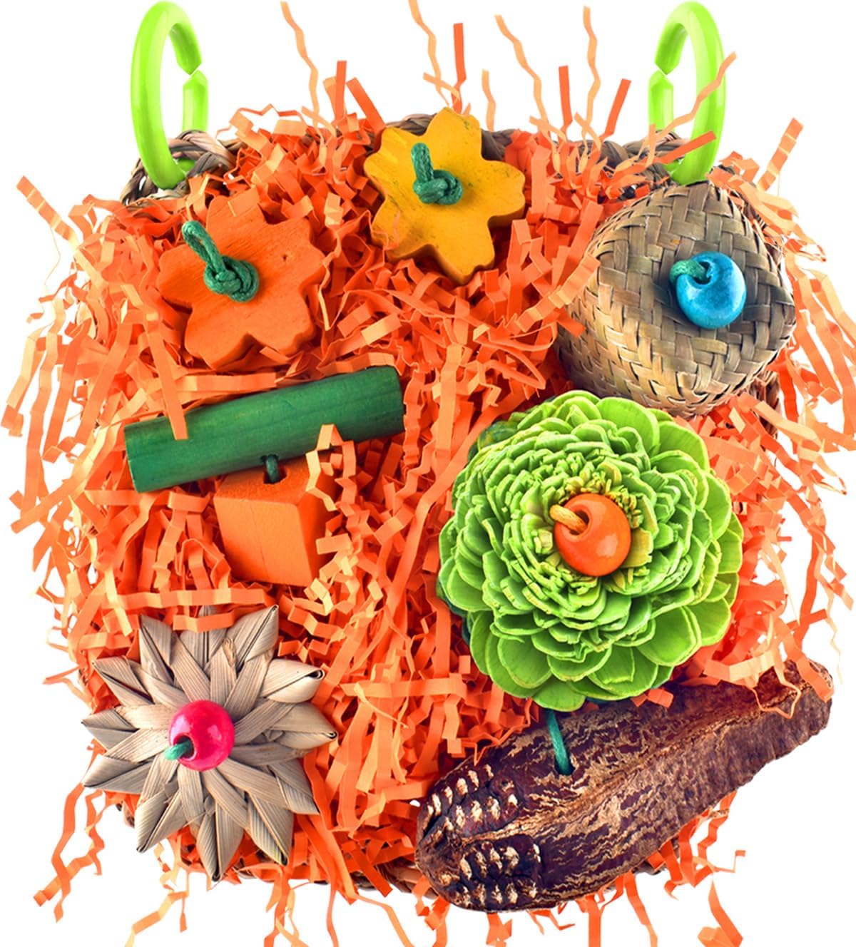 KATUMO Conure Toys, Bird Grass Mat Parakeet Shredder Hanging Toy Cockatiel Foraging Entertainments Parrot Climbing Wall Chewy Lovebird Cage Playthings for Small to Medium Birds - Image 8