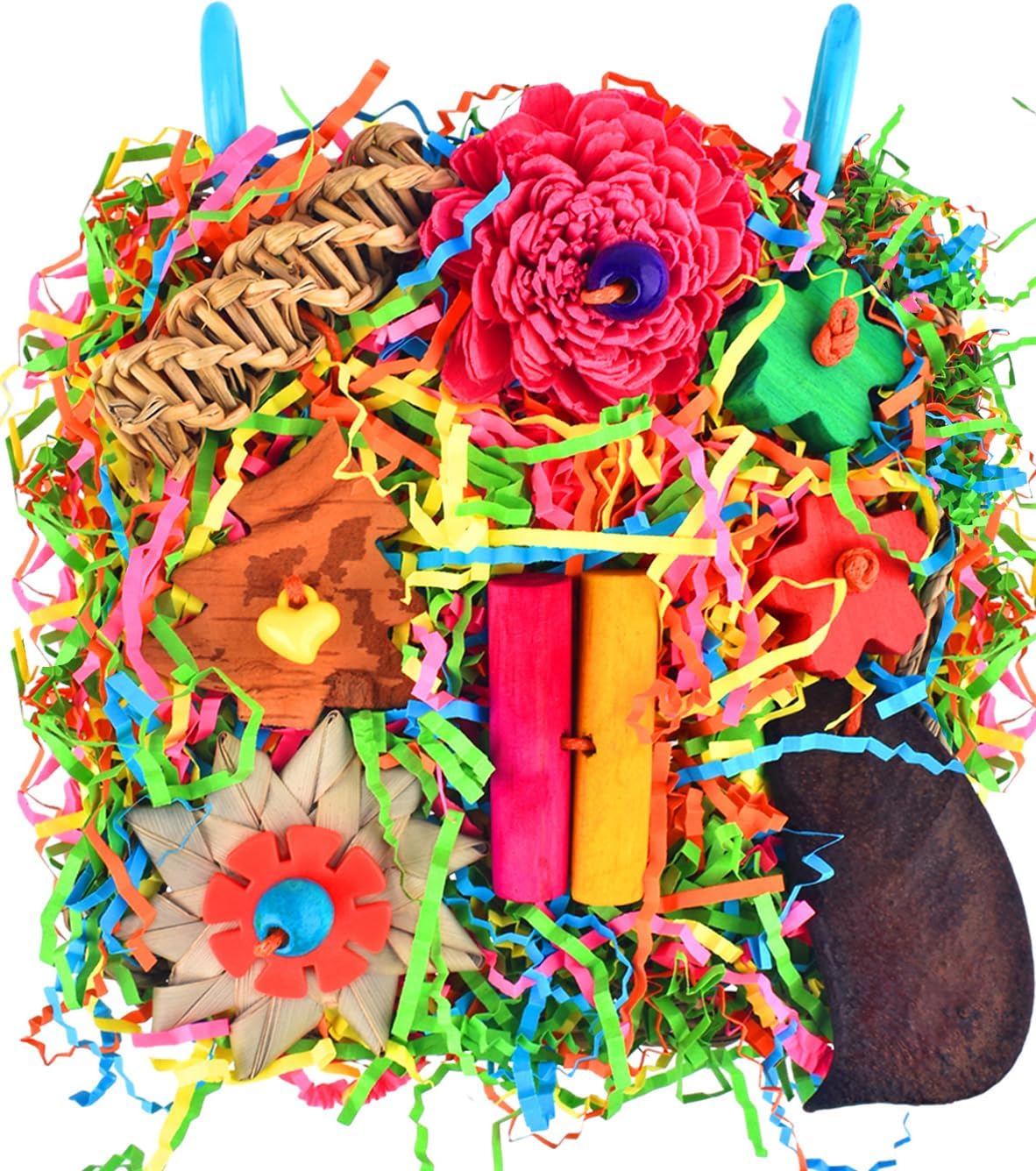 KATUMO Conure Toys, Bird Grass Mat Parakeet Shredder Hanging Toy Cockatiel Foraging Entertainments Parrot Climbing Wall Chewy Lovebird Cage Playthings for Small to Medium Birds - Image 10