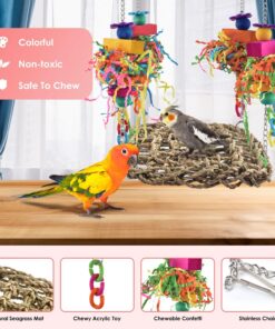 Alternative view of KATUMO Conure Toys, Bird Grass Swing Mat Parrot Climbing Hammock with Colorful Toys for Parakeet, Cockatiel, Sun Conure, Lovebird, Budgie, Small Birds