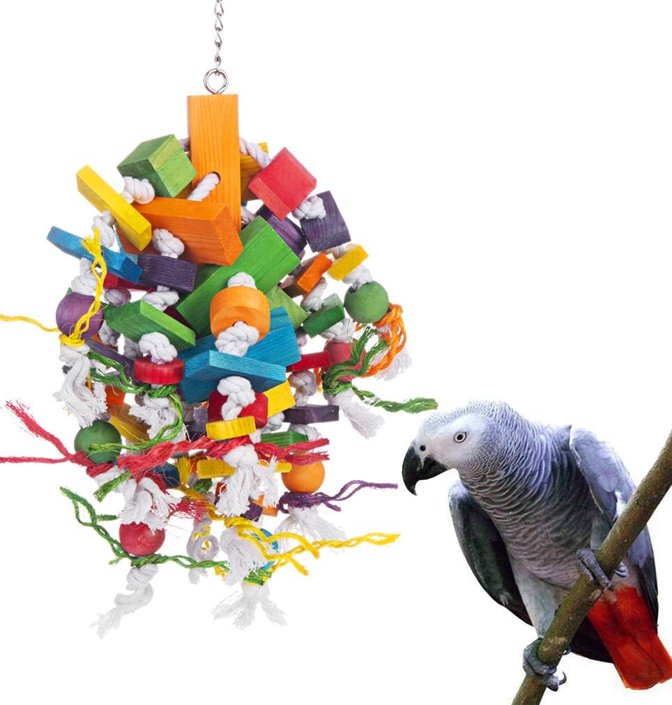 Bird Chewing Toy Large Medium Parrot Cage Bite Toys African Grey Macaws Cockatoos Eclectus Amazon (Apple-22inch) - Image 8