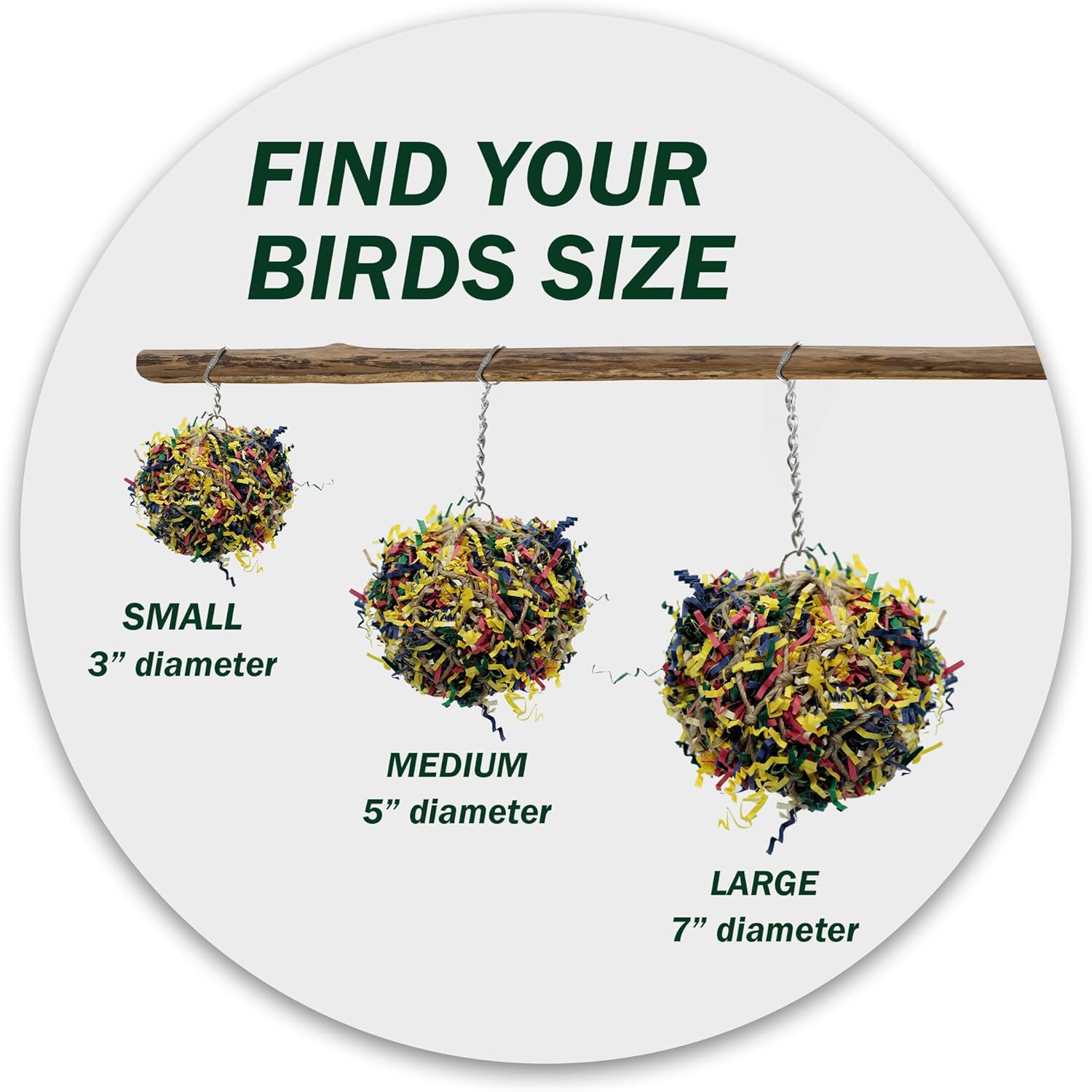 3u201D Super Shredder Ball Bird Toy - Fun Foraging Toys for Birds w/ Colorful Paper & Wooden Treasures - Easy to Hang Shredding Toys for Birds - Bird Shredding Toys for Cockatiels, Parrots & More - Image 4