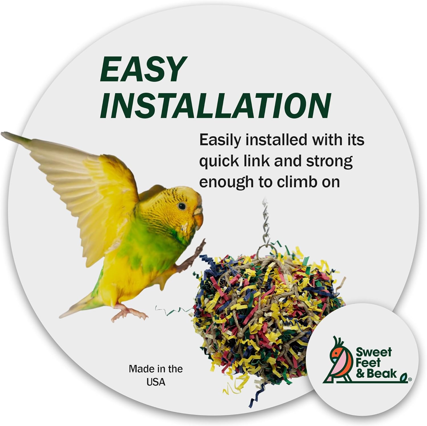 3u201D Super Shredder Ball Bird Toy - Fun Foraging Toys for Birds w/ Colorful Paper & Wooden Treasures - Easy to Hang Shredding Toys for Birds - Bird Shredding Toys for Cockatiels, Parrots & More - Image 5