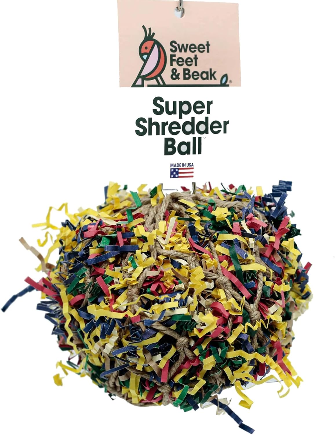 3u201D Super Shredder Ball Bird Toy - Fun Foraging Toys for Birds w/ Colorful Paper & Wooden Treasures - Easy to Hang Shredding Toys for Birds - Bird Shredding Toys for Cockatiels, Parrots & More - Image 8