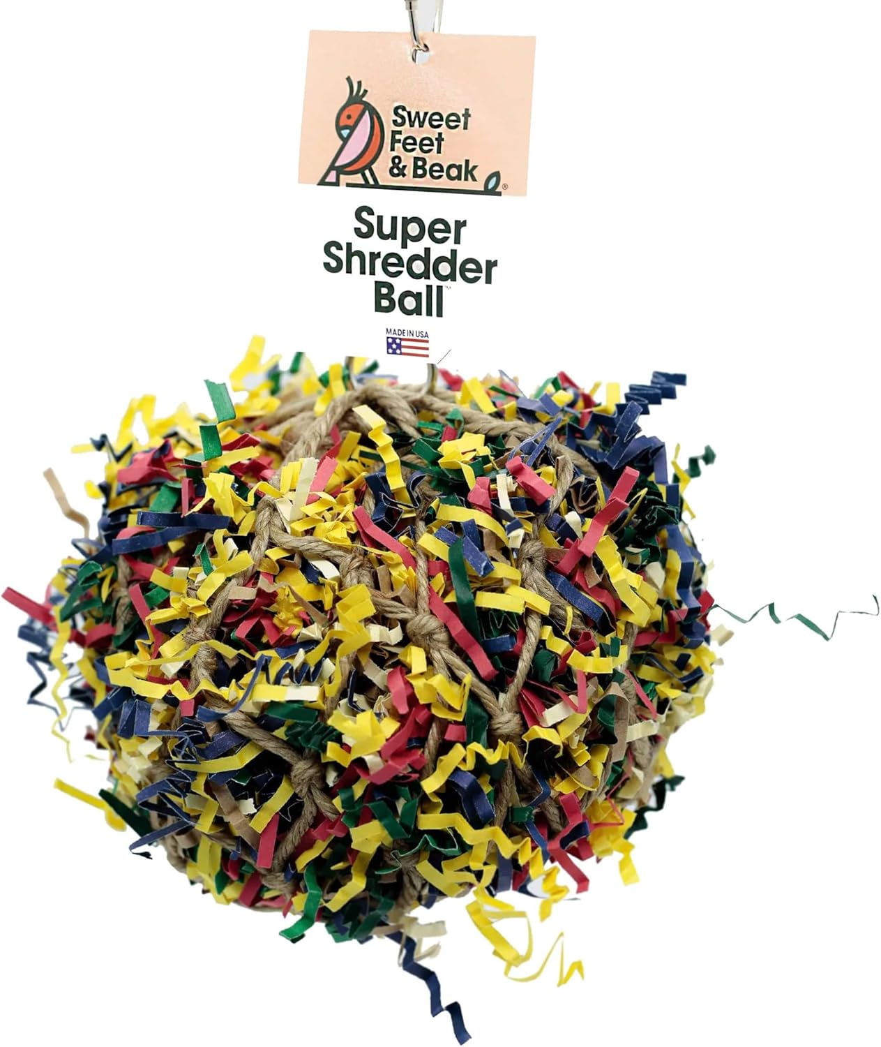 3u201D Super Shredder Ball Bird Toy - Fun Foraging Toys for Birds w/ Colorful Paper & Wooden Treasures - Easy to Hang Shredding Toys for Birds - Bird Shredding Toys for Cockatiels, Parrots & More - Image 9