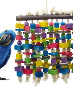 Deloky Large Bird Parrot Chewing Toy - Multicolored Natural Wooden Blocks Bird Parrot Tearing Toys Suggested for Large Macaws cokatoos,African Grey and a Variety of Amazon Parrots(15.7" X 9.8")