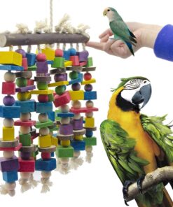 Alternative view of Deloky Large Bird Parrot Chewing Toy - Multicolored Natural Wooden Blocks Bird Parrot Tearing Toys Suggested for Large Macaws cokatoos,African Grey and a Variety of Amazon Parrots(15.7" X 9.8")