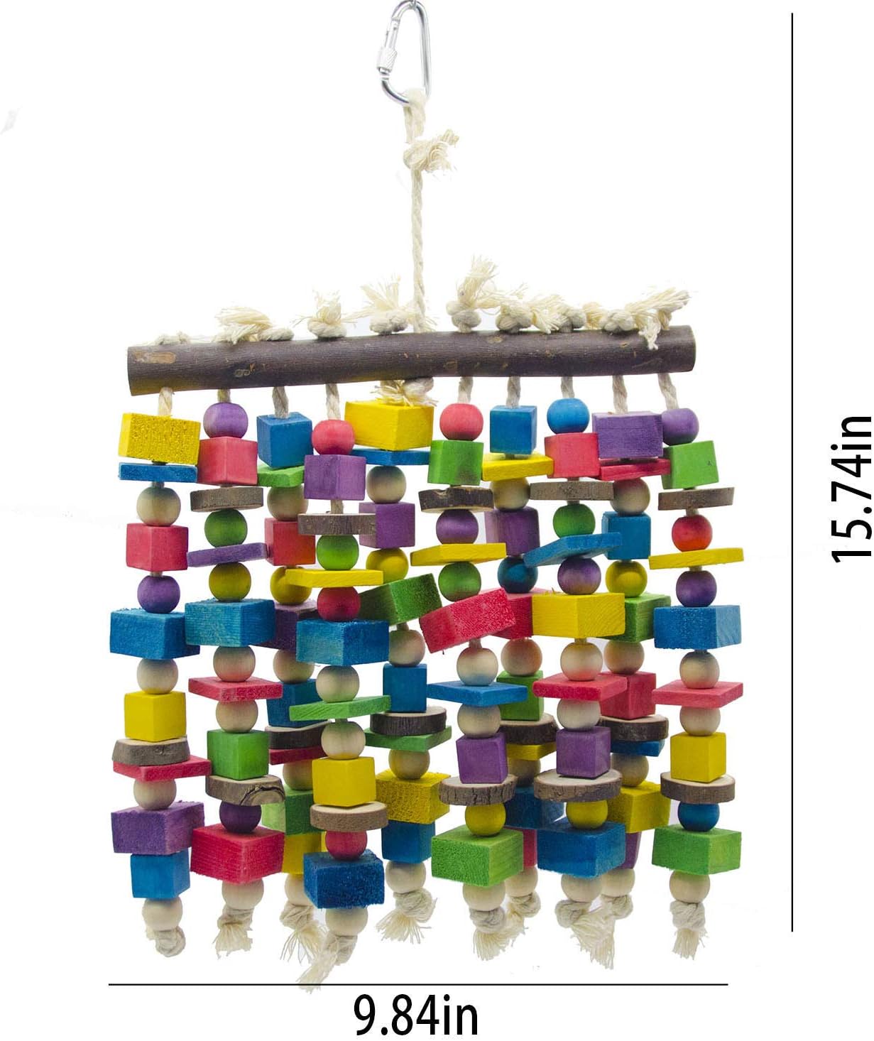 Deloky Large Bird Parrot Chewing Toy - Multicolored Natural Wooden Blocks Bird Parrot Tearing Toys Suggested for Large Macaws cokatoos,African Grey and a Variety of Amazon Parrots(15.7" X 9.8") - Image 3