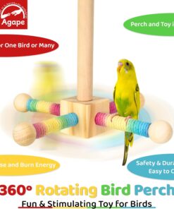 Alternative view of Agape Bird Toy, Parrot 360° Interactive Rotating Perch, Bird Cage Accessories for Small and Medium Parrots to Expend Energy, Wooden Stand for Parakeets Cockatiels Lovebirds Conures Finches Budgies