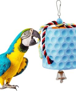 Extra Large Bird Chewing Toy, Parrot Beak Grinding Calcium Stone with Bells, Bird Cage Accessories, Cage Toys for Cockatiel Parakeet Parrot Budgies Rat Hamster Chinchilla Rabbit Bunny African Grey