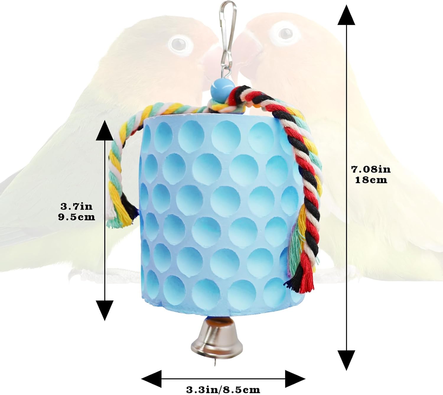 Extra Large Bird Chewing Toy, Parrot Beak Grinding Calcium Stone with Bells, Bird Cage Accessories, Cage Toys for Cockatiel Parakeet Parrot Budgies Rat Hamster Chinchilla Rabbit Bunny African Grey - Image 5
