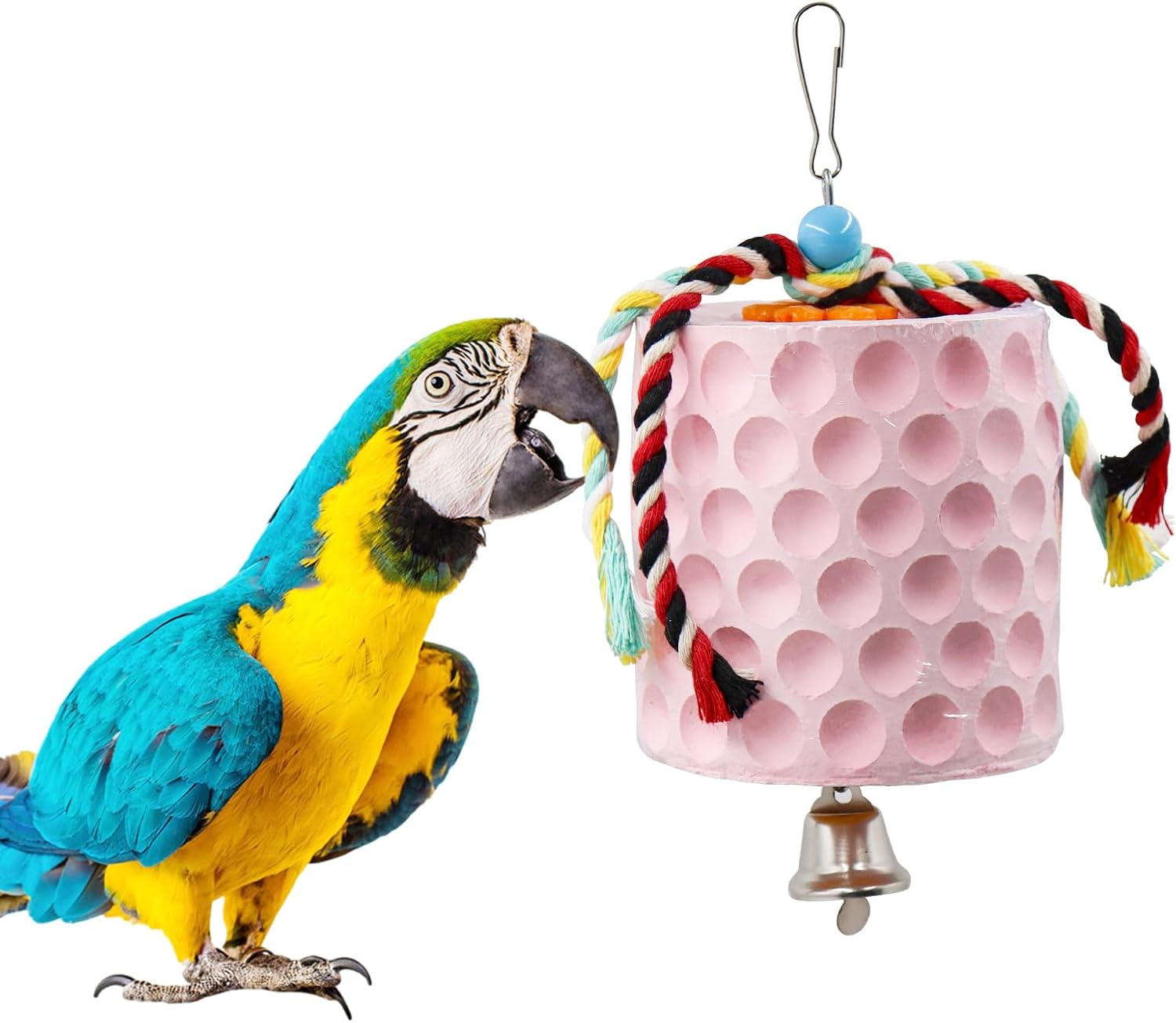 Extra Large Bird Chewing Toy, Parrot Beak Grinding Calcium Stone with Bells, Bird Cage Accessories, Cage Toys for Cockatiel Parakeet Parrot Budgies Rat Hamster Chinchilla Rabbit Bunny African Grey - Image 6