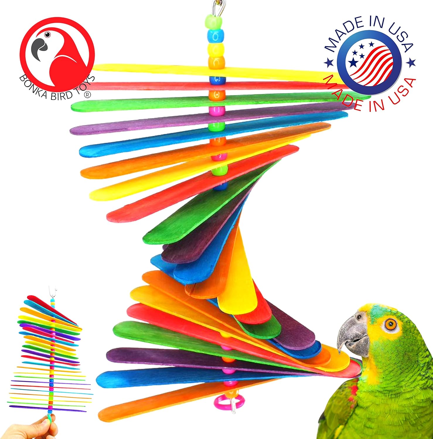 Bonka Bird Toys 867 Big Stick 9.50" x 6", Medium Parrot Chew Cage Toy, Conure, Quaker, Pionus, and Similar - Image 2