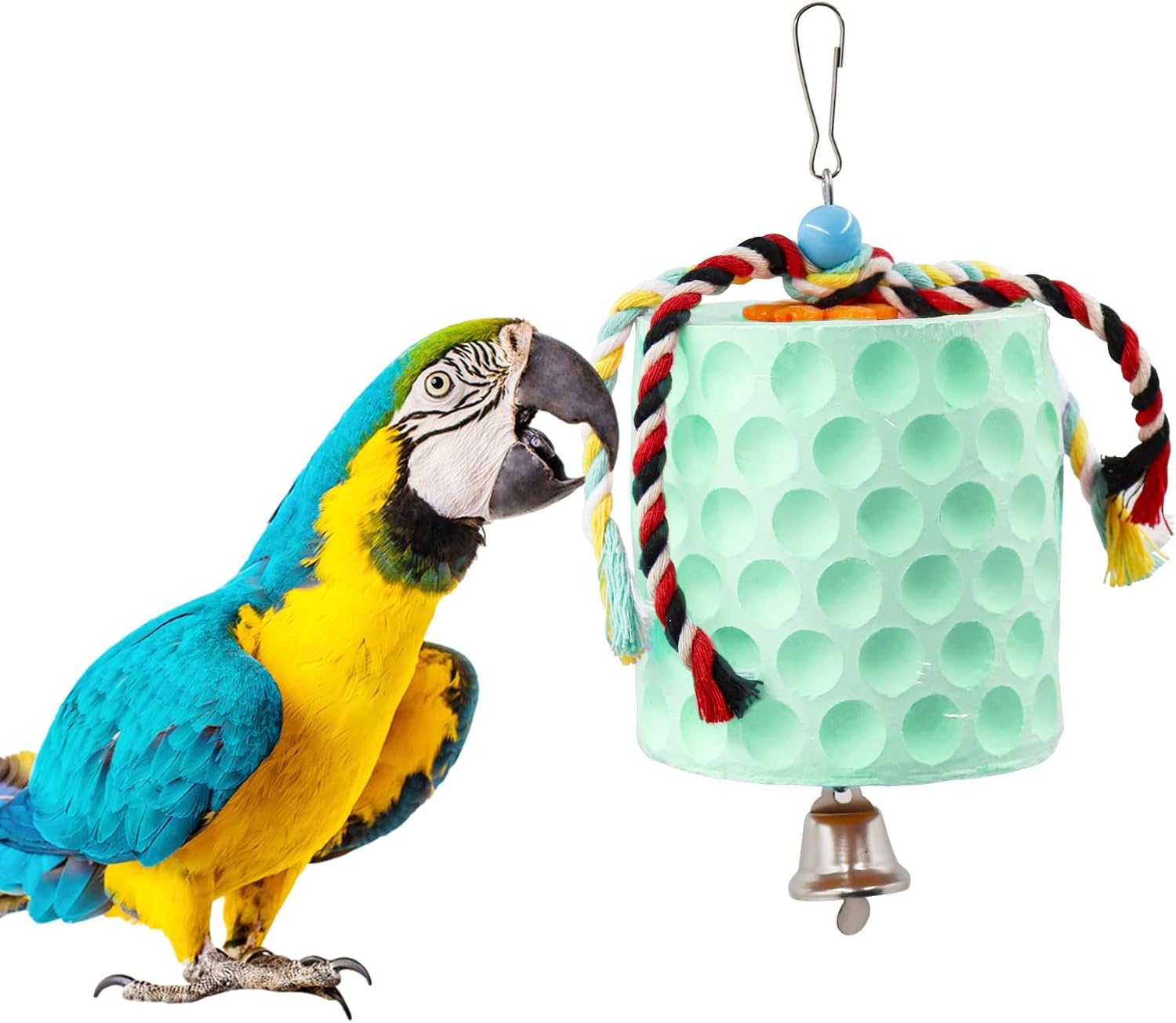 Extra Large Bird Chewing Toy, Parrot Beak Grinding Calcium Stone with Bells, Bird Cage Accessories, Cage Toys for Cockatiel Parakeet Parrot Budgies Rat Hamster Chinchilla Rabbit Bunny African Grey - Image 8